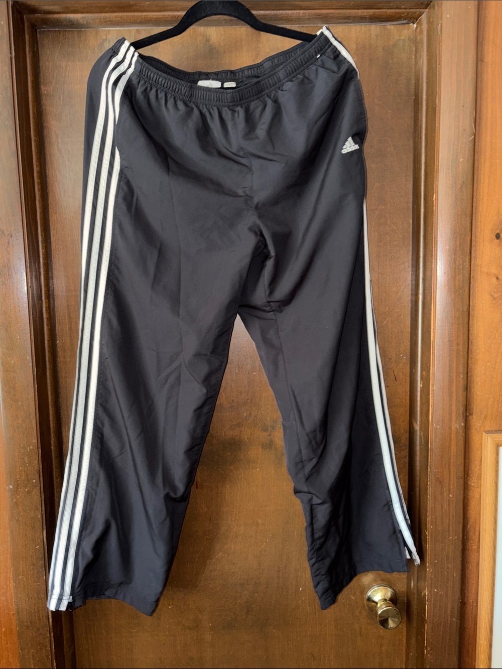 Adidas Black Track Pants with White Side Stripes